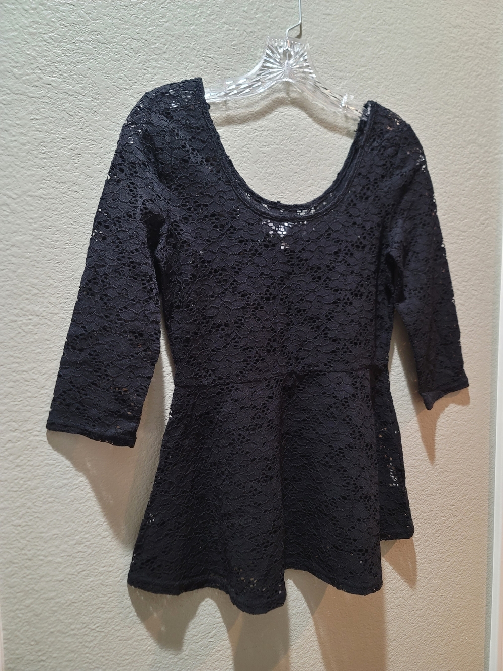Decree Black Lace Peplum Tunic Top